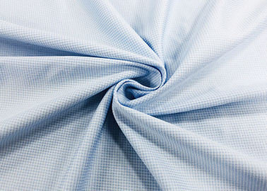 100% πλέκοντας πεδιάδα στρεβλώσεων υφάσματος πουκάμισων πολυεστέρα για τους μπλε ελέγχους εργαζομένων